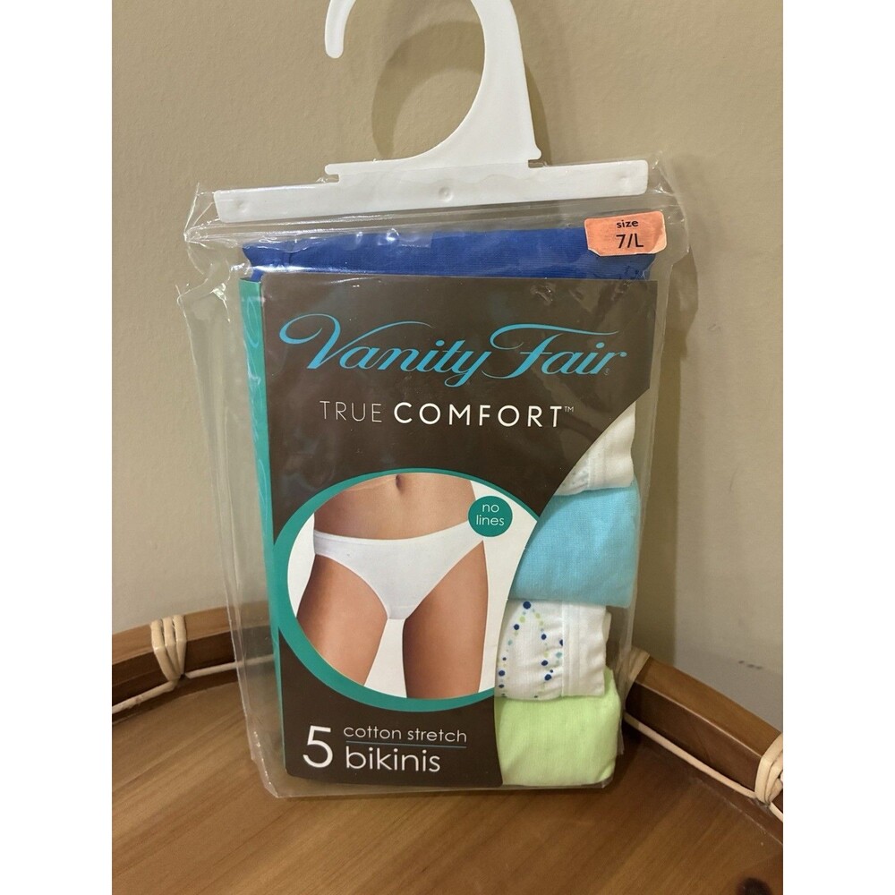 5 Pack Vanity Fair True Comfort Stretch Bikini Panties Size 7/L  New Asst Colors